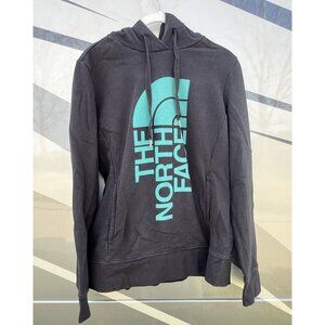 The North Face black hoodie turquoise half dome kangaroo pockets M gorpcore